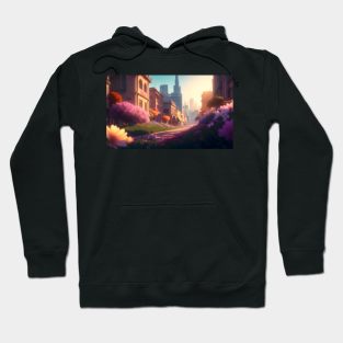 City street with beautiful flowers Hoodie